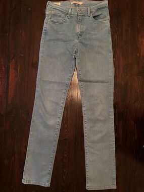 Levi's Pale Blue High-Rise Straight Jeans